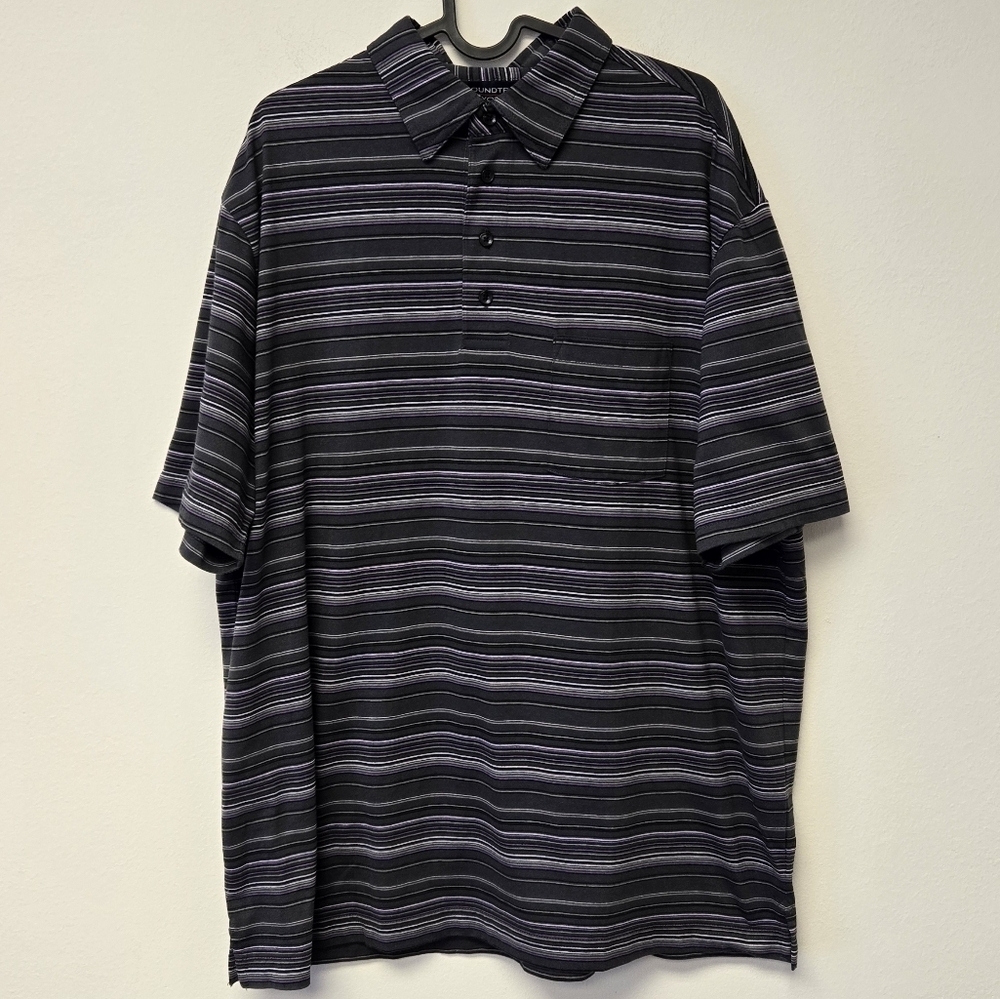 Roundtree & Yorke Stripe Polo Shirt Charcoal Gray XL
